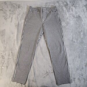 Old Navy Pixie Pants Womens 8 Black Gingham Plaid High Rise Skinny Casual Preppy